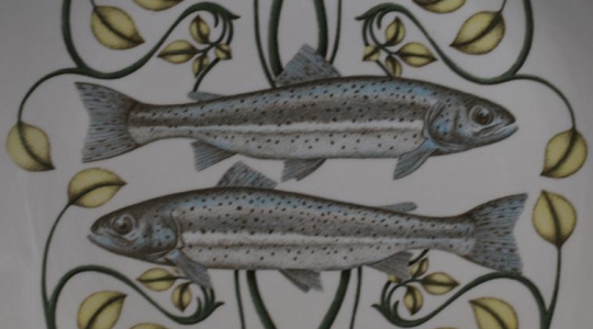 Detail of plate from a Villeroy & Boch 7-piece fish set on eBay (# 230907702410); best hurry, there's only one set. 