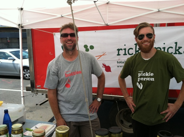 Rick's Picks' artisanal pickle vendors sport shirts that don't permit taking themselves too seriously.